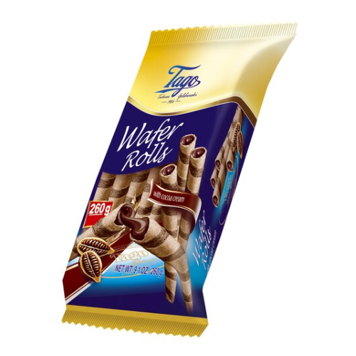 TAGO WAFER ROLLS CHOCOLATE 260G